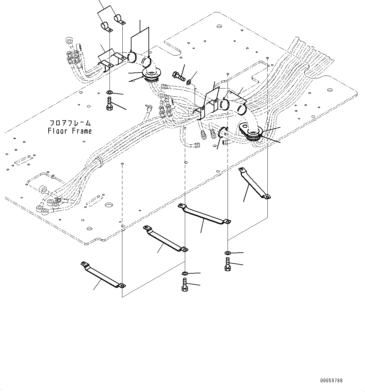 Excavators Komatsu / PC450-8 S/N 70001-UP(0000174c) / Cab, Floor, PPC Piping Clamp (#70001-71610)(K034066 : K1110-029052)