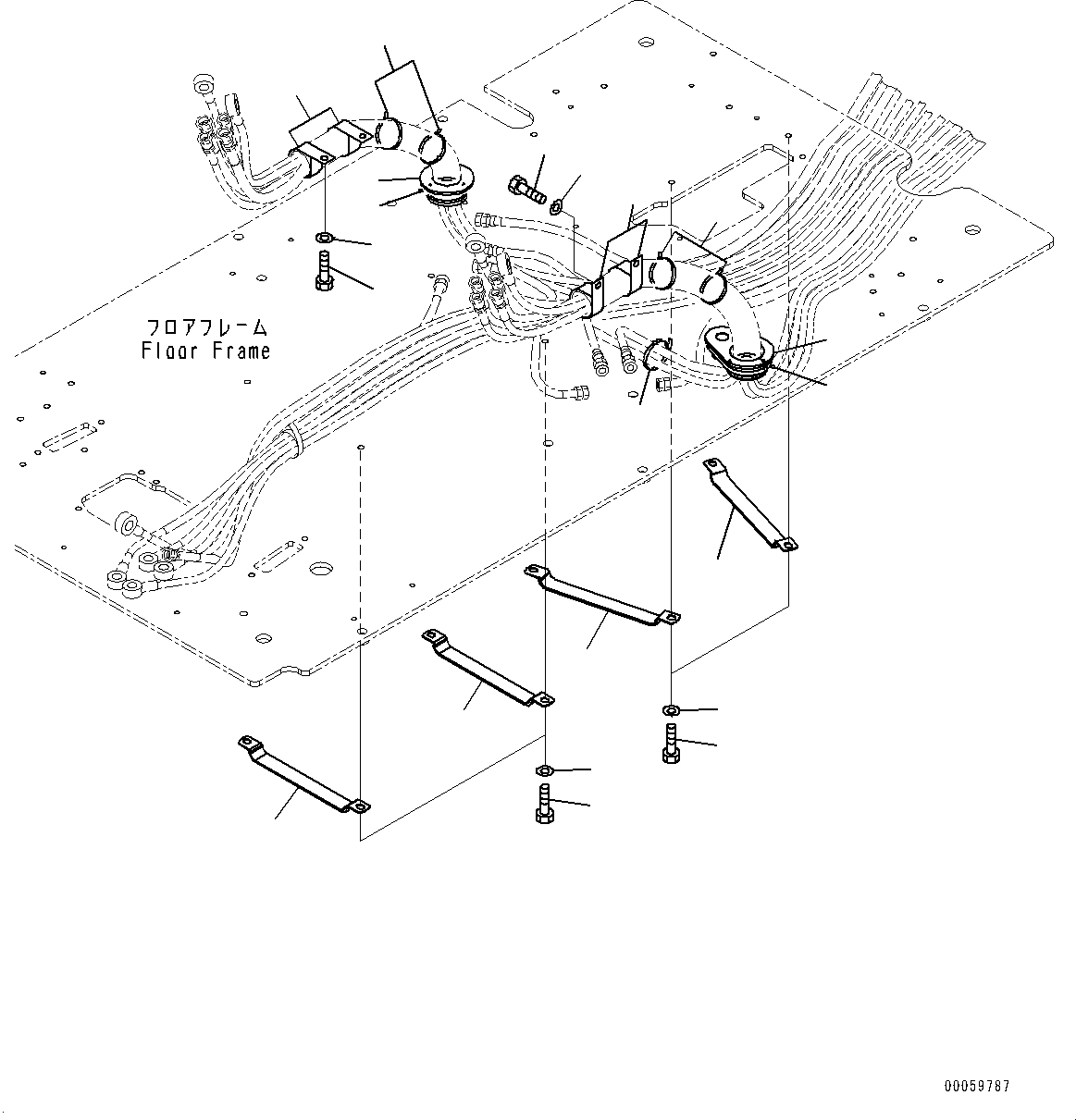 Excavators Komatsu / PC450-8 S/N 70001-UP(0000174c) / Cab, Floor, PPC Piping Clamp (#71611-)(K030073 : K1110-019051A)