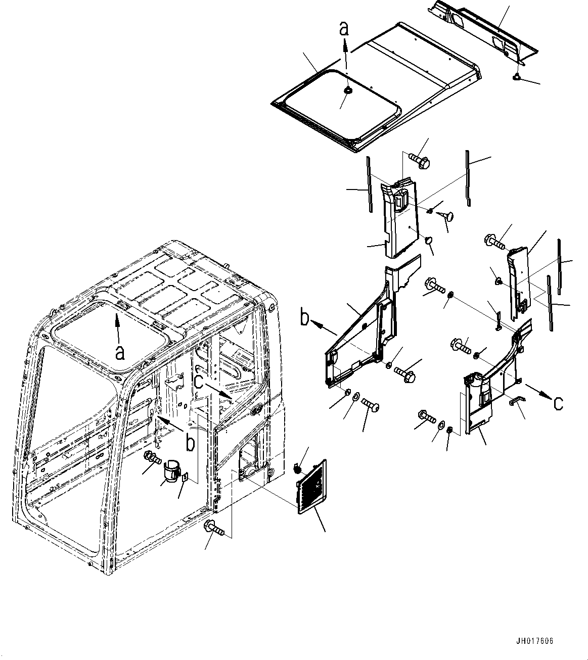 Excavators Komatsu / PC450-8 S/N 70001-UP(0000174c) / Cab, Roof Cover and Air Intake (#71620-)(K033017 : K1110-030011A)