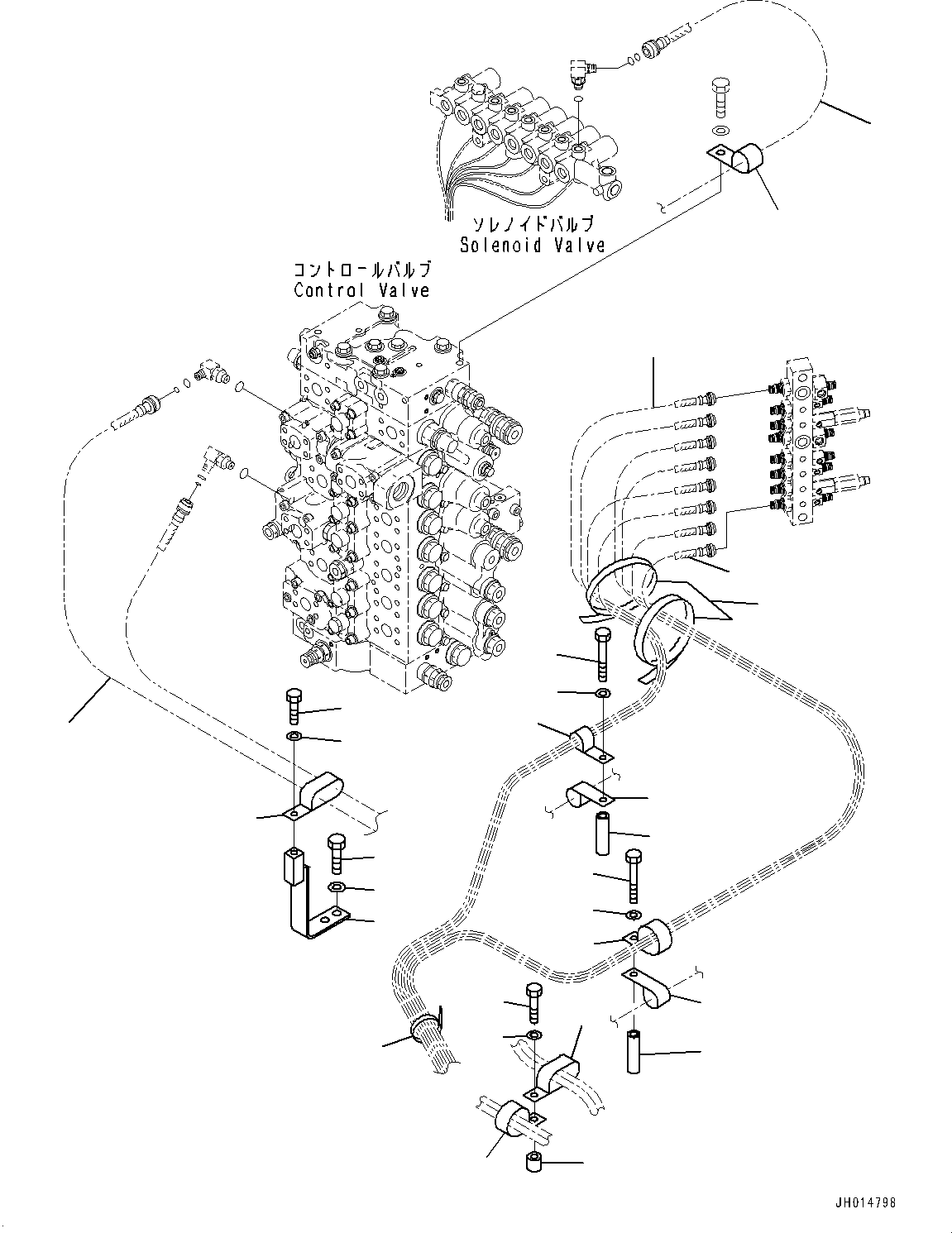 Excavators Komatsu / PC450-8 S/N 70001-UP(0000174c) / Proportional Pressure Control (PPC) Piping (#71398-)(K053001 : K1520-004001)