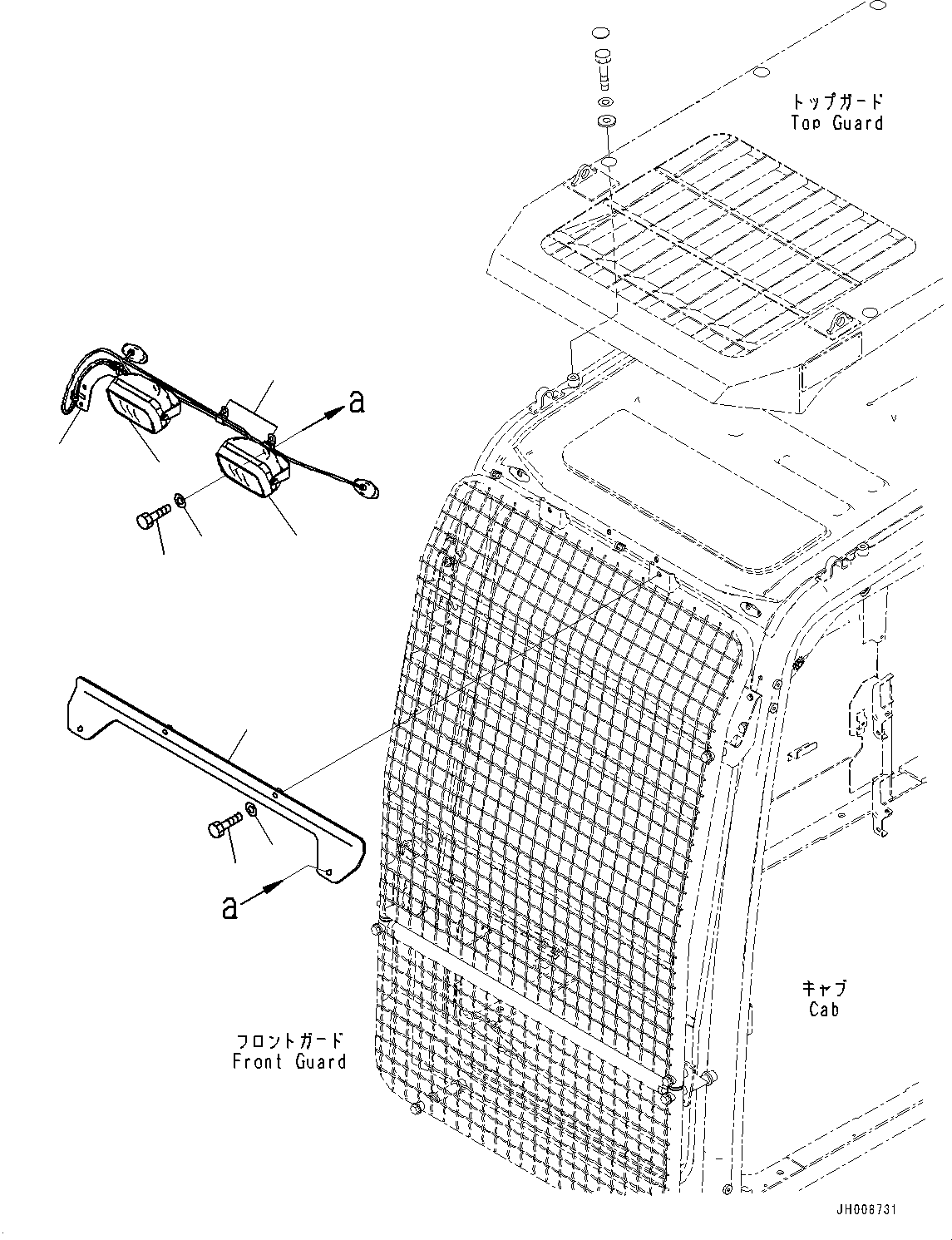 Excavators Komatsu / PC450-8R S/N 75001-UP(0000175c) / Additional Working Lamp (#75001-)(E008001 : E0310-003001)