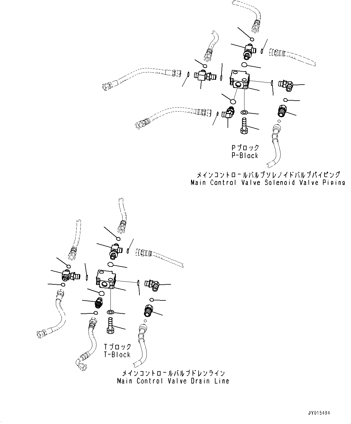 Komatsu parts book diagram for PC55MR-3 S/N 15001-UP: ? ?МЮ, МЫ ?, P, T МЮЫЇёҐј ?Щ(#16001-16500)
