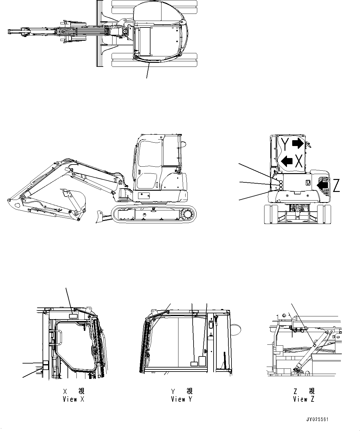 Komatsu parts book diagram for PC55MR-3 S/N 15001-UP: ‘ЂЌм ЪКЮ ? КЯА ?Э, ‘ЂЌм ЪКЮ ? КЯА ?ЭҐЉЉ‚иЋ~‚Я ј ?Д (ґ ?єЭ •T, “ъ–{Њк, ROPS  ? ?МЮ —P)(#16962-)