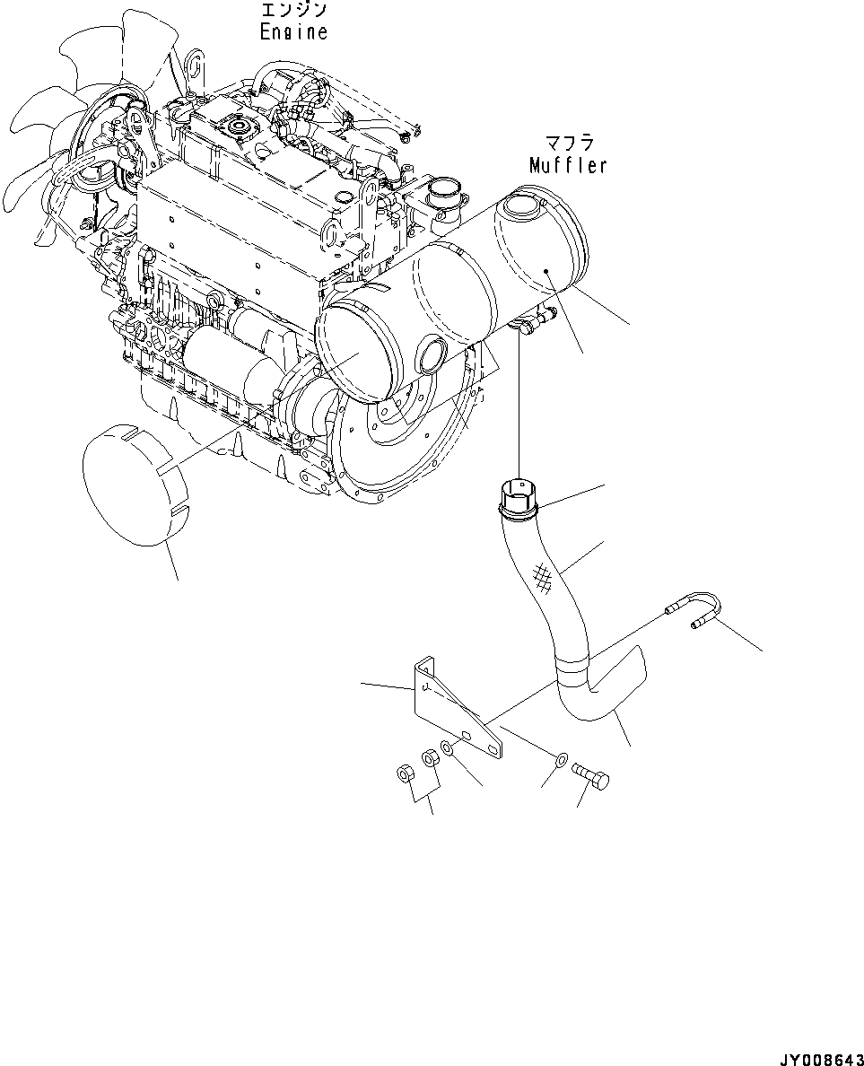 Excavators Komatsu / PC55MR-3 S/N 15001-UP (North America Spec.)(0000185c) / Engine Unit, Exhaust Muffler Related Parts (#15427-16000)(B015002 : B9999-006002)