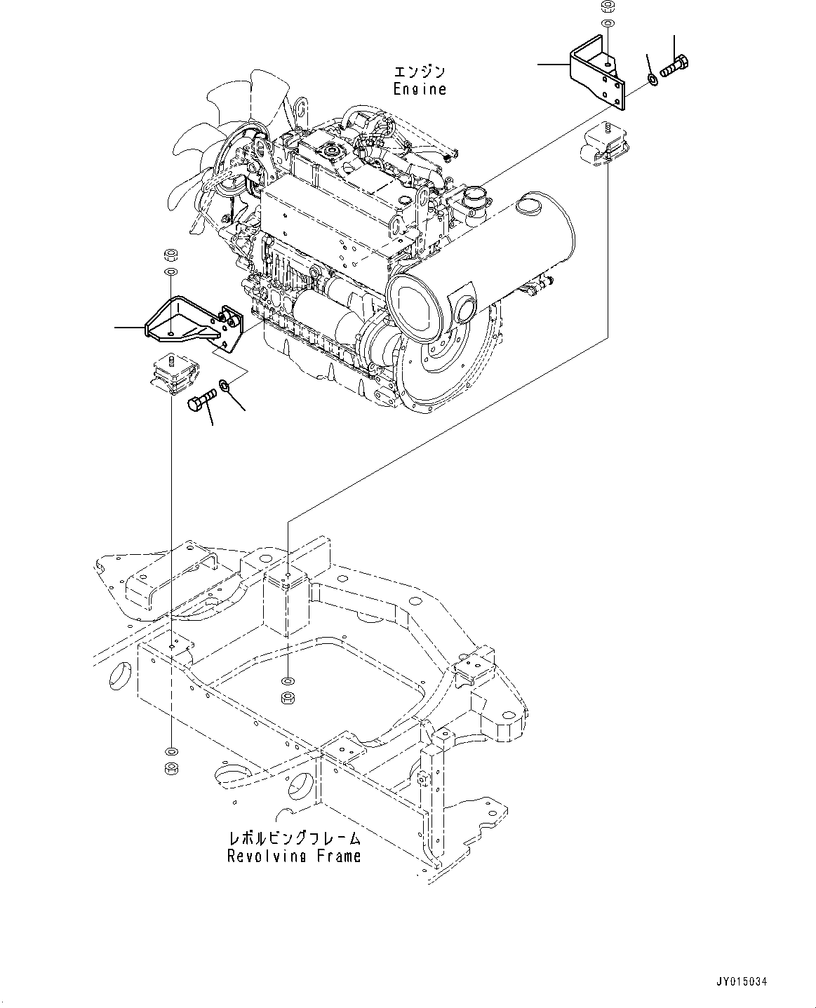 Excavators Komatsu / PC55MR-3 S/N 15001-UP (North America Spec.)(0000185c) / Engine Unit, Mounting (#16501-17434)(B021001 : B9999-023001)