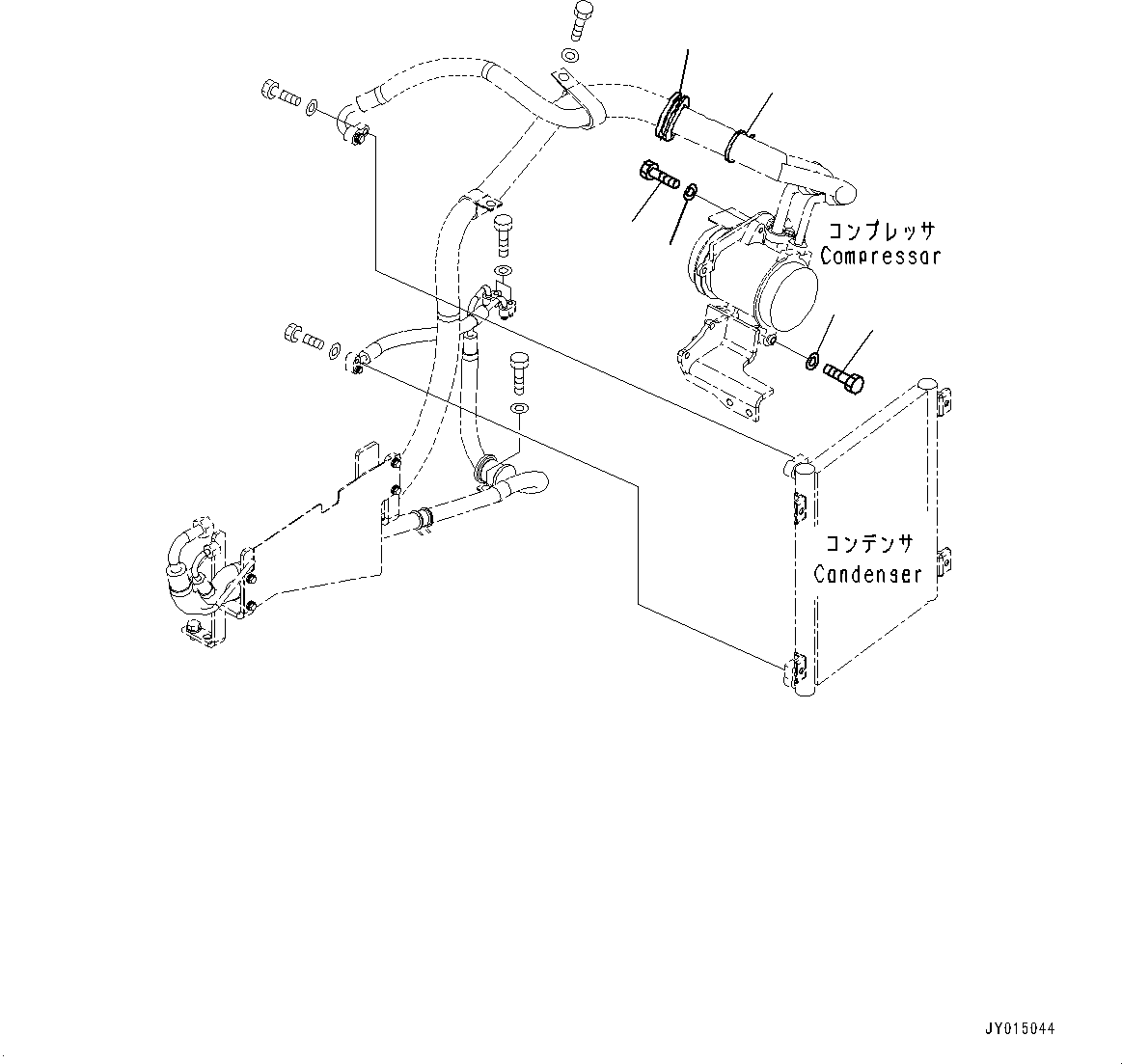 Excavators Komatsu / PC55MR-3 S/N 15001-UP (North America Spec.)(0000185c) / Engine Unit, Air Conditioner Piping (2/2) (#15427-16000)(B015019 : B9999-006019)
