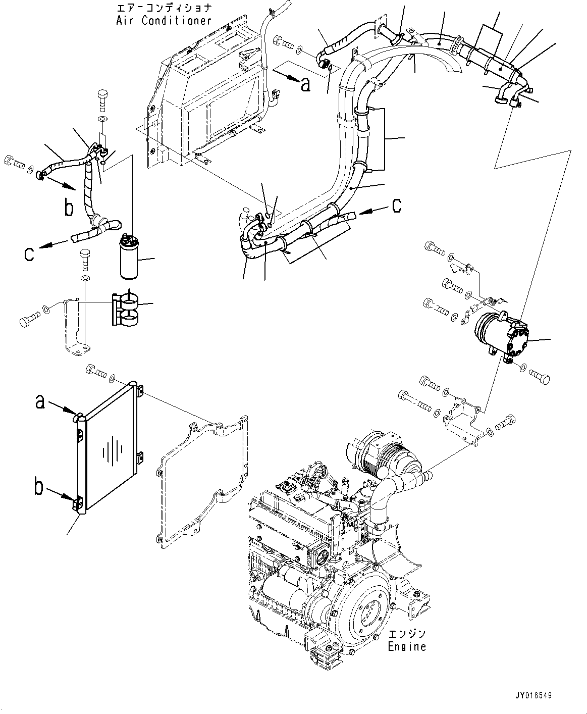Excavators Komatsu / PC55MR-3 S/N 15001-UP (North America Spec.)(0000185c) / Engine Unit, Air Conditioner Piping (1/2) (#16501-17434)(B017017 : B9999-021016)