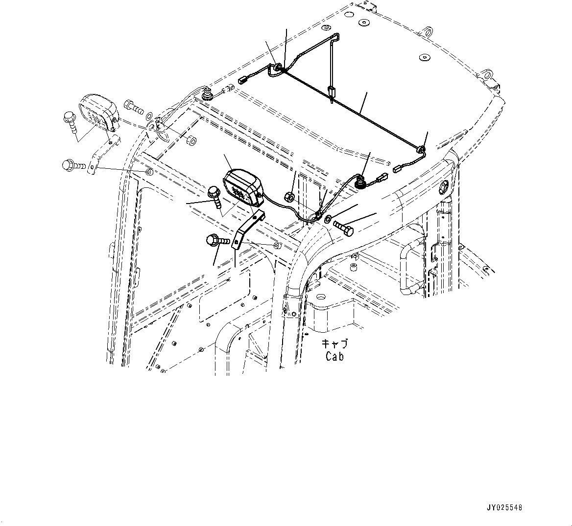 Excavators Komatsu / PC55MR-3 S/N 15001-UP (North America Spec.)(0000185c) / Additional Working Lamp (#15001-)(E009001 : E0310-001001)