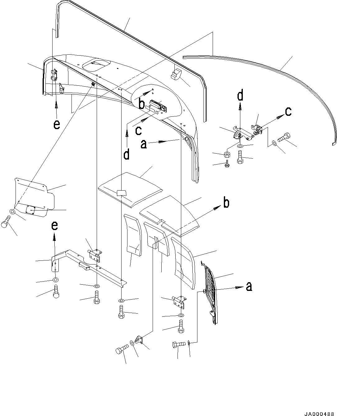 Excavators Komatsu / PC78US-8 S/N 15001-UP (EU Spec.)(0000191c) / Hood, Hood Sheet (#15001-15871)(M001001 : M1110-001001)