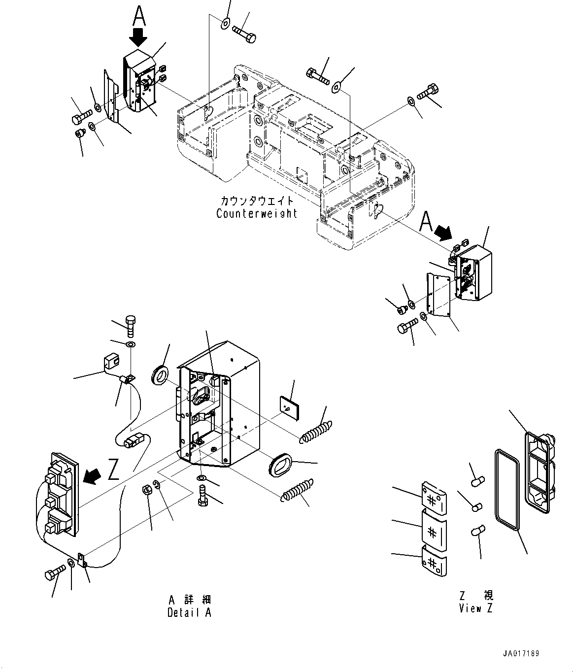 Wheel Loaders Komatsu / WA200-6 S/N 70001-UP(0000199c) / Battery Case, Rear Combination Lamp and Number Plate (#70122-)(E006002 : E0120-008002)