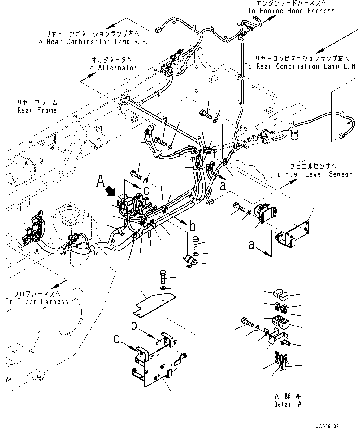 Wheel Loaders Komatsu / WA200-6 S/N 70001-UP(0000199c) / Rear Electric Wiring Harness, Rear Wiring Harness (#70001-)(E009001 : E0202-002001)