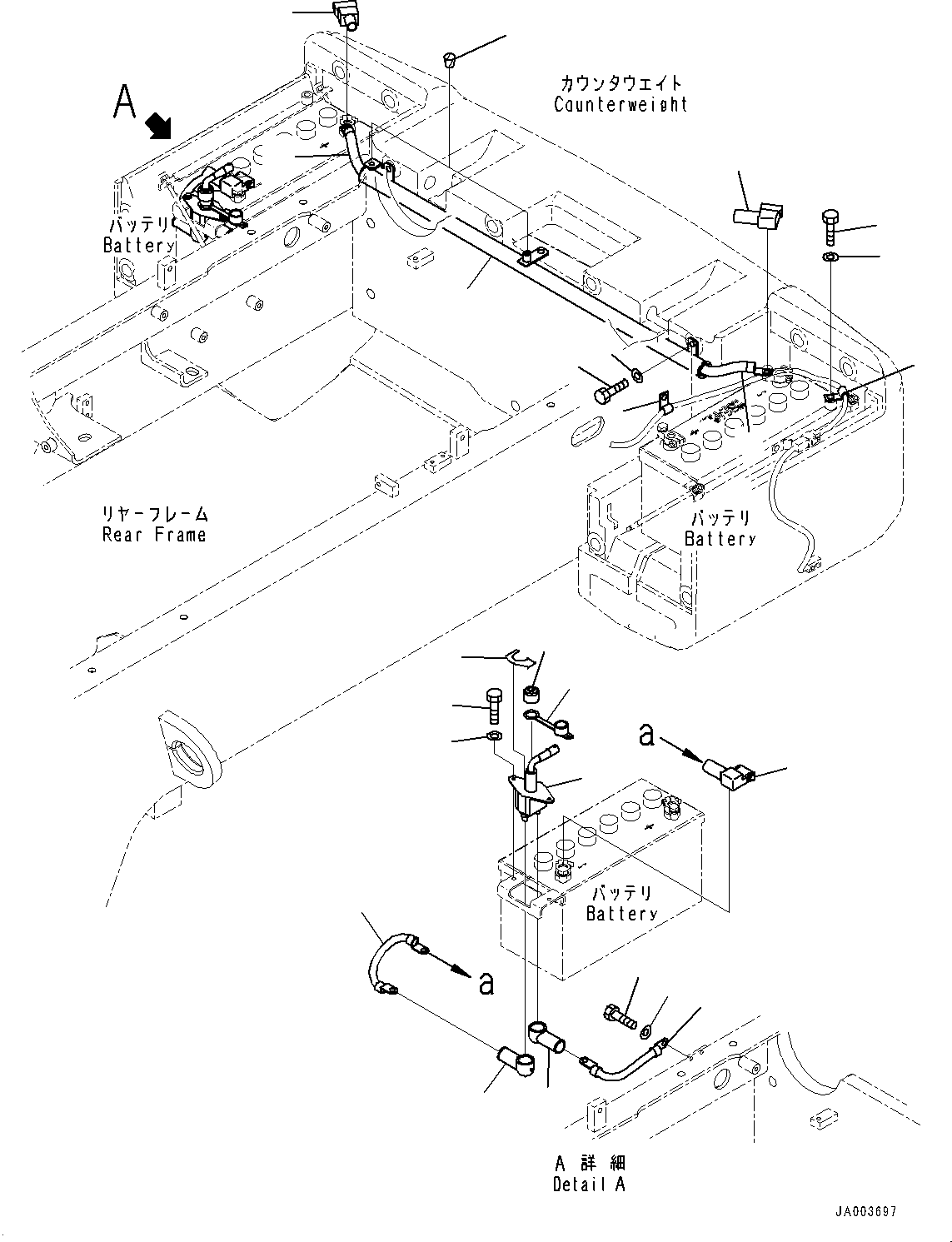 Wheel Loaders Komatsu / WA200-6 S/N 70001-UP(0000199c) / Rear Electric Wiring Harness, Battery Cable (#70679-)(E012004 : E0202-013004)