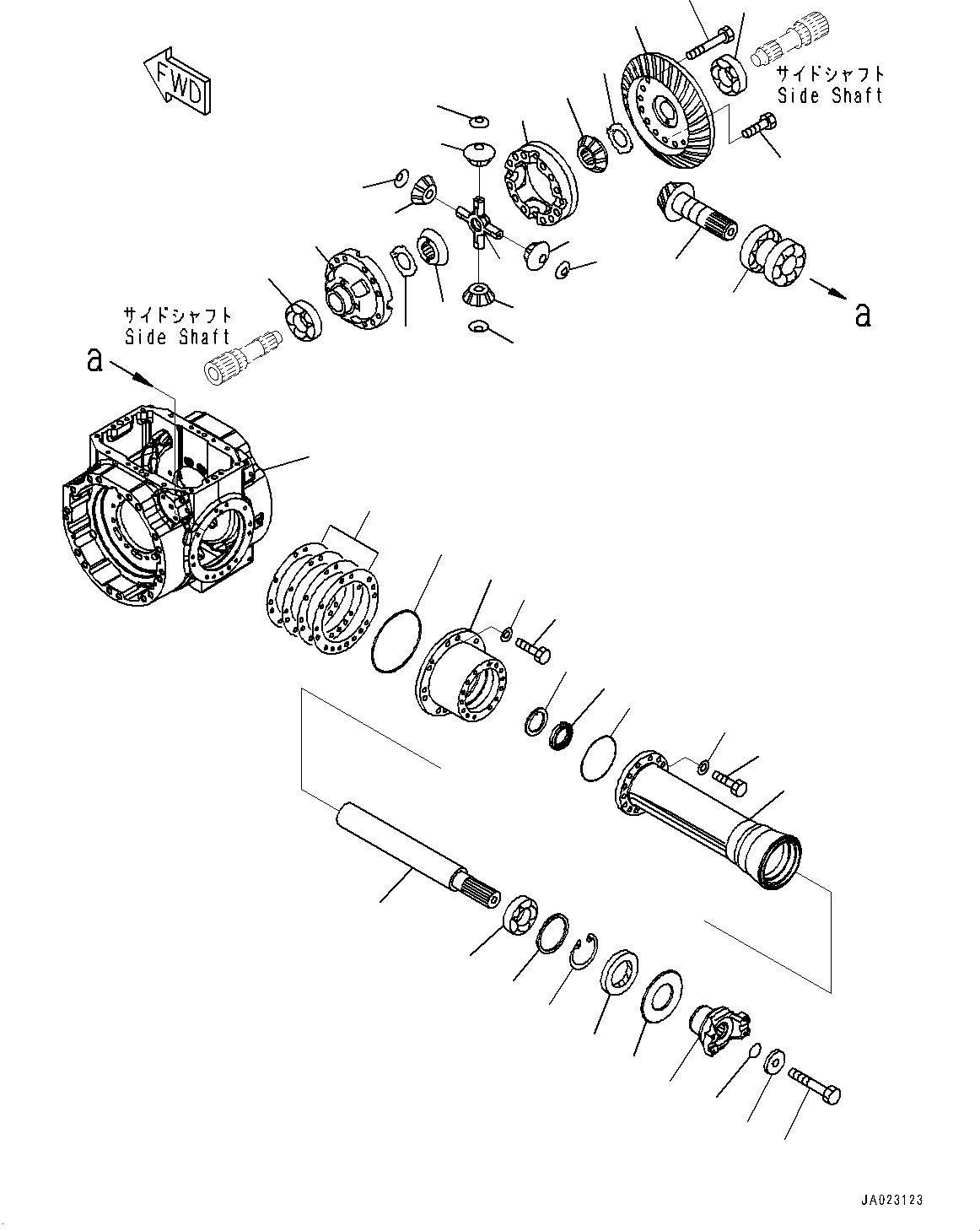 Wheel Loaders Komatsu / WA200-6 S/N 70001-UP(0000199c) / Front Axle, Cover and Brake (#70001-)(F007004 : F4400-001004)