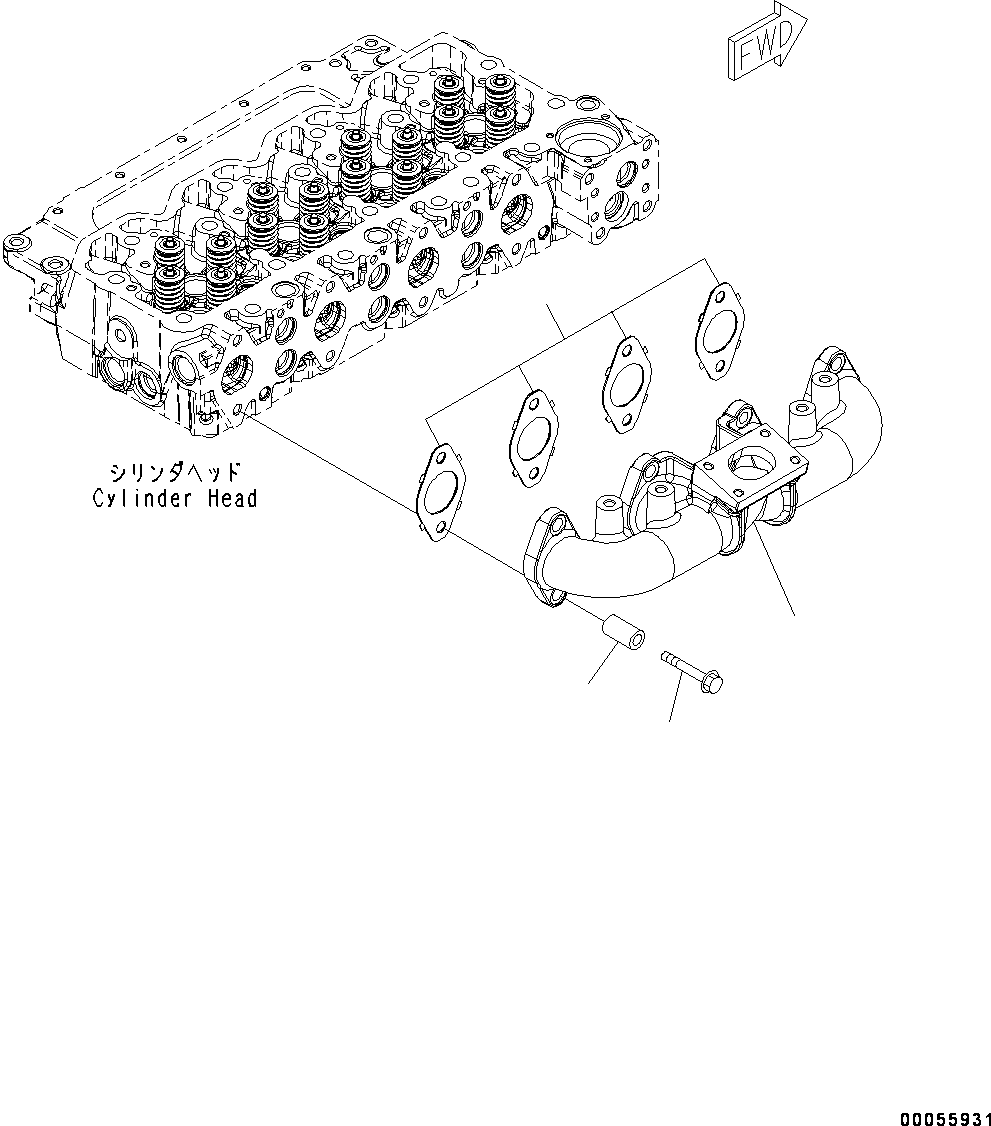 Komatsu parts book diagram for SAA4D107E-1D S/N 26527701-UP (For PC160LC-8): EXHAUST MANIFOLD (#26527701-)