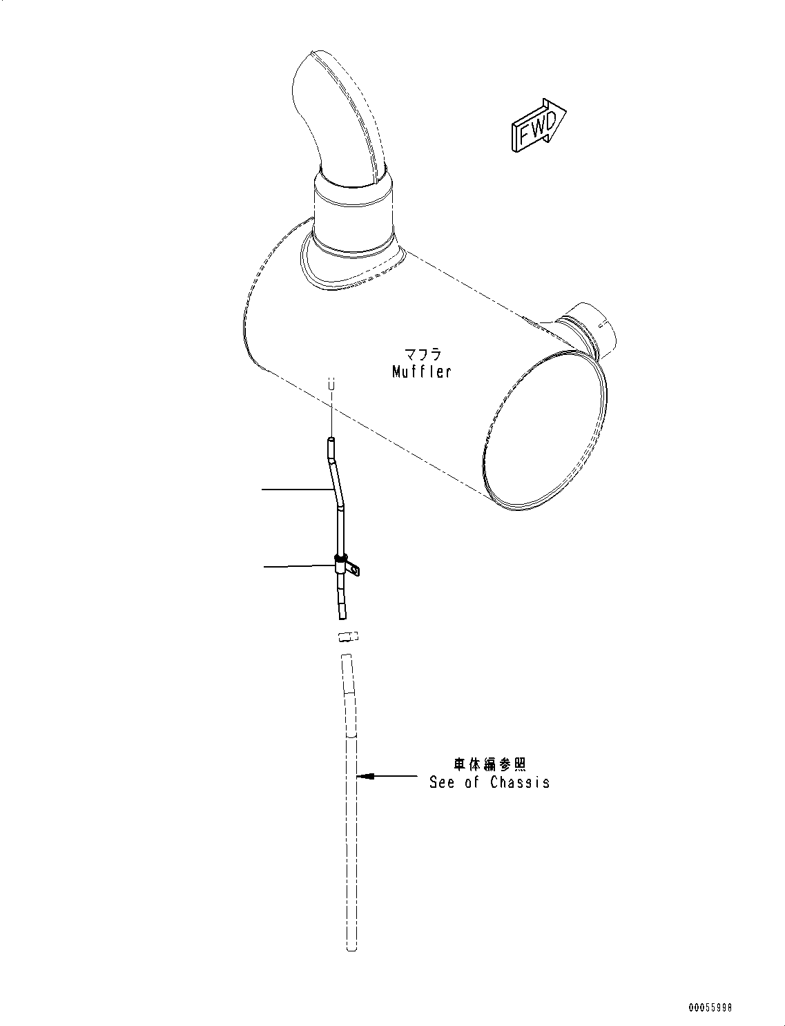 Komatsu parts book diagram for SAA4D107E-1D S/N 26527701-UP (For PC160LC-8): EXHAUST MUFFLER DRAIN (#26527701-)
