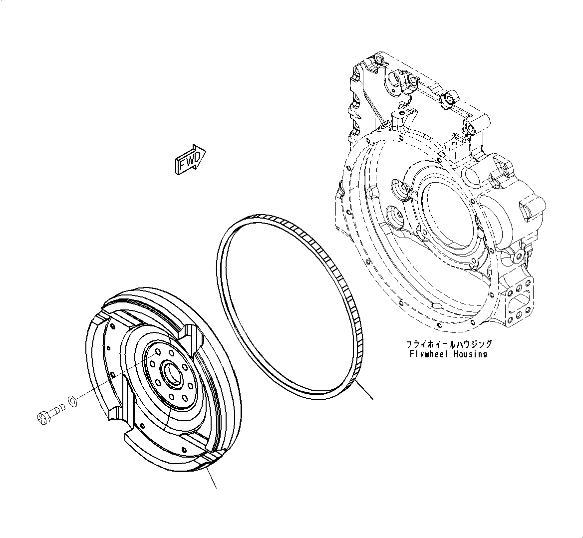 Komatsu parts book diagram for SAA4D107E-1D S/N 26527701-UP (For PC160LC-8): FLYWHEEL (#26527701-)