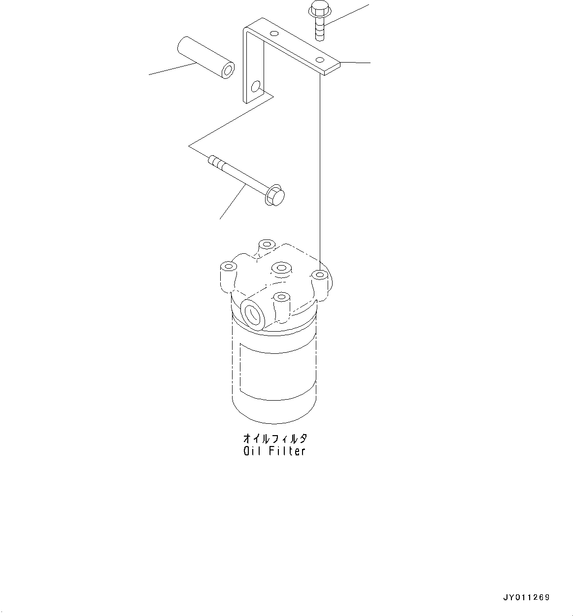 Engines Komatsu / SAA4D107E-1D S/N 26527701-UP (For PC160LC-8)(0000205c) / Engine Oil Filter Bracket (#26527701-26556884)(C004001 : A3110-001001)