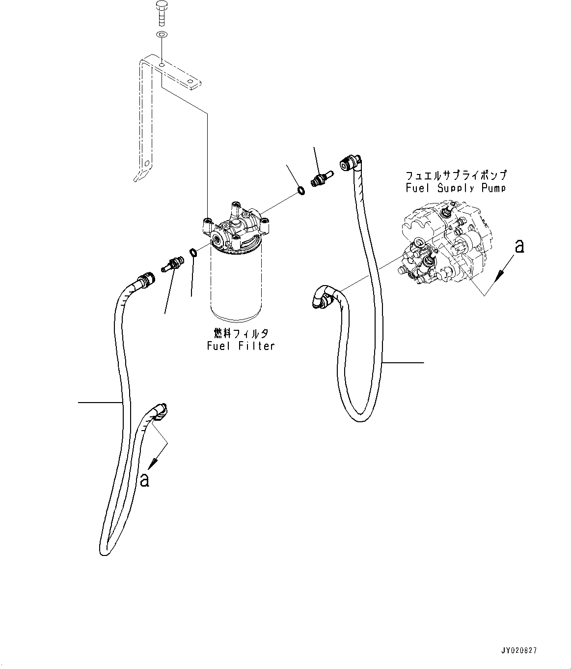 Komatsu parts book diagram for SAA4D107E-1D S/N 26527701-UP (For PC160LC-8): FUEL FILTER PIPING (#26527701-)