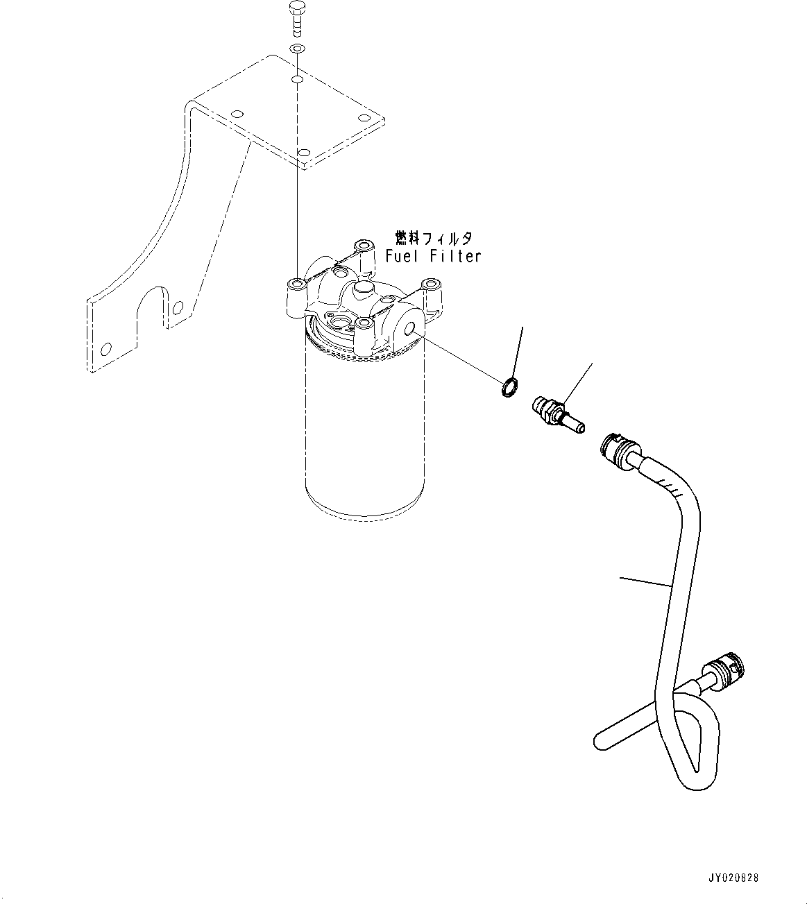 Komatsu parts book diagram for SAA4D107E-1D S/N 26527701-UP (For PC160LC-8): FUEL FILTER PIPING (#26527701-)
