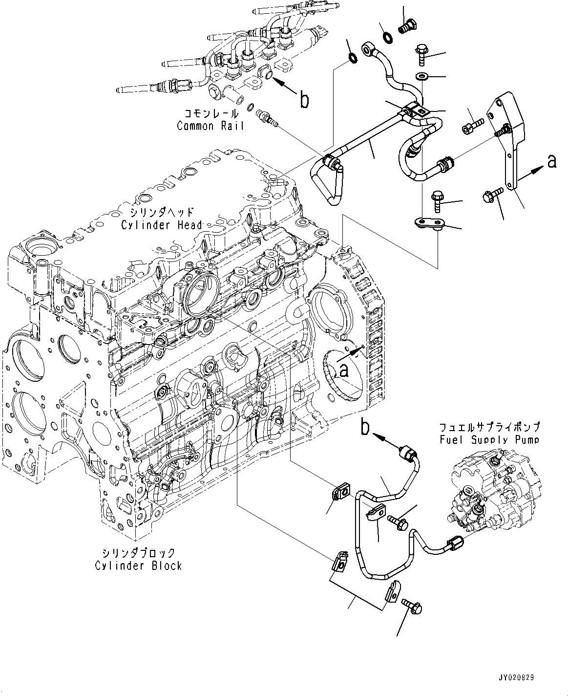 Komatsu parts book diagram for SAA4D107E-1D S/N 26527701-UP (For PC160LC-8): FUEL PIPING,  (#26527701-26551815)