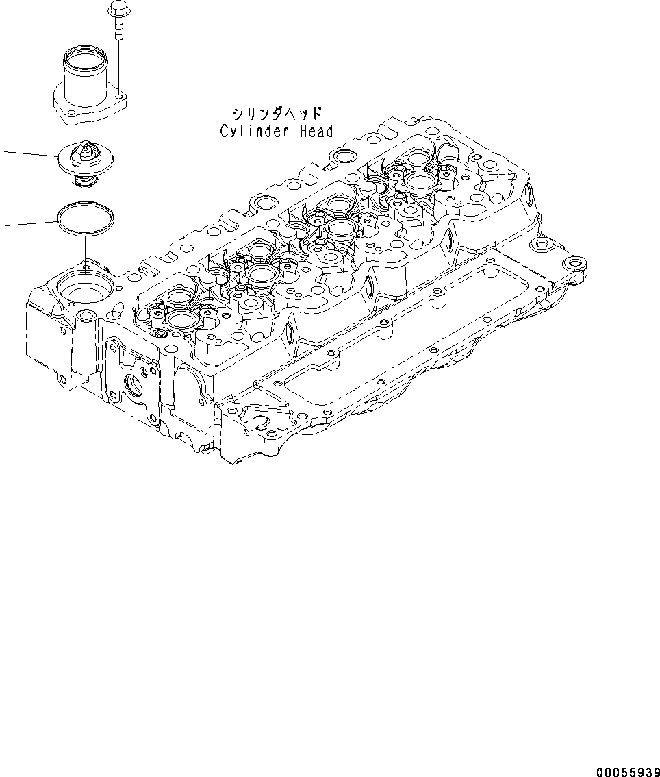 Komatsu parts book diagram for SAA4D107E-1D S/N 26527701-UP (For PC160LC-8): THERMOSTAT (#26527701-)