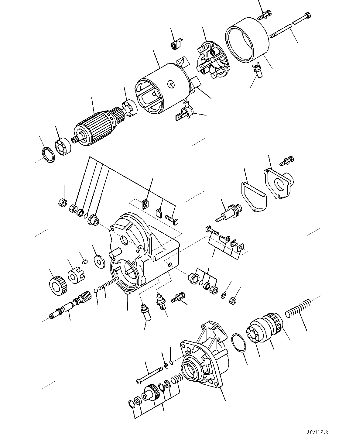 Komatsu parts book diagram for SAA4D107E-1D S/N 26527701-UP (For PC160LC-8): STARTING MOTOR (#26527701-)