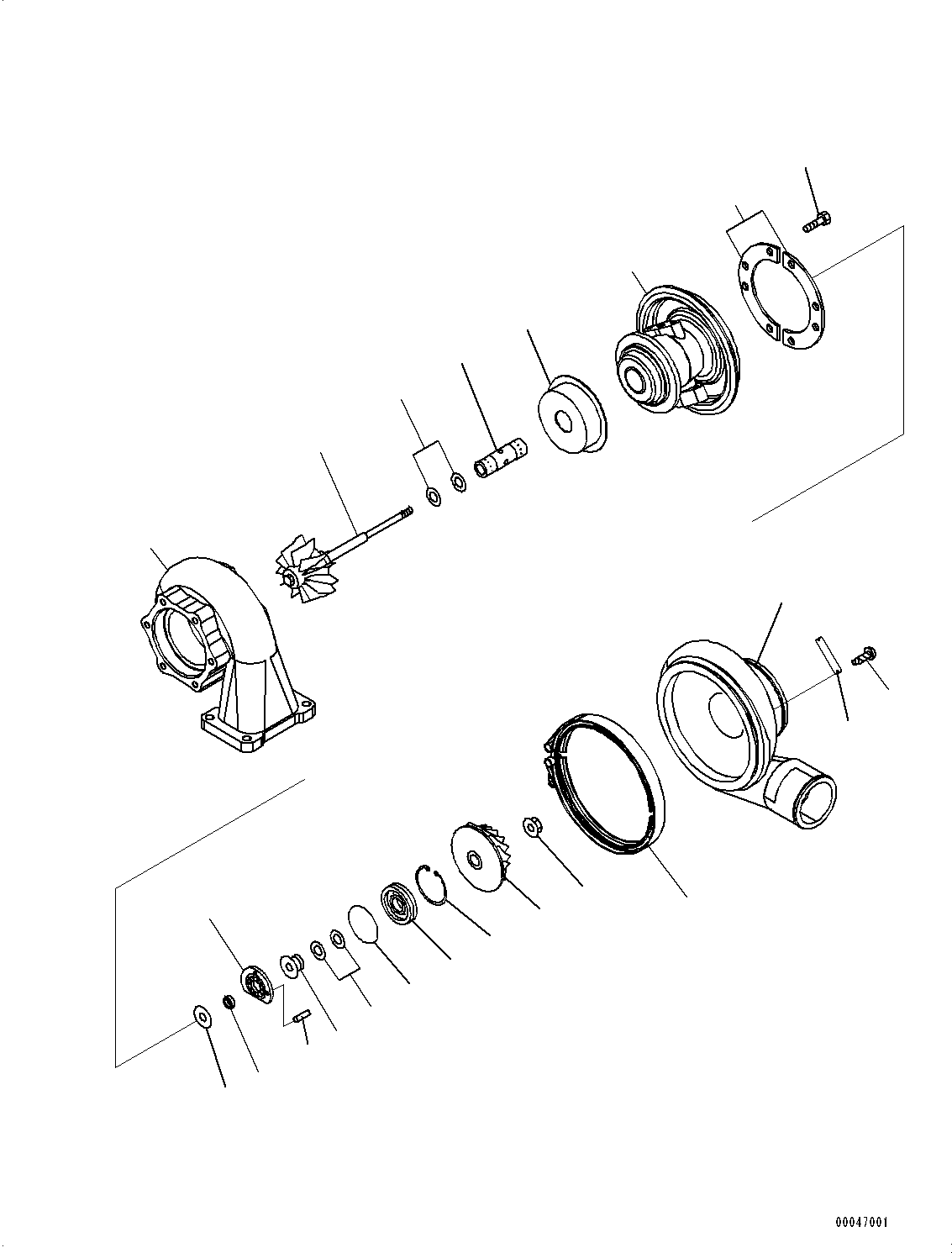 Engines Komatsu / SAA6D125E-5J S/N 566329-UP (For HM250-2)(0000209c) / Turbocharger, Inner Parts (#566329-)(A004001 : A1530-001001)