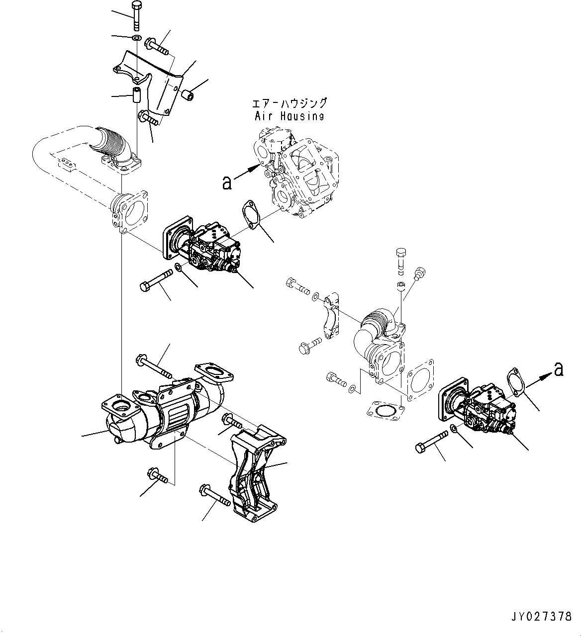 Engines Komatsu / SAA6D125E-5J S/N 566329-UP (For HM250-2)(0000209c) / Exhaust Gas Re-circulation (EGR) Valve, EGR Valve and Cooler Mounting (#566329-)(A007001 : A1550-001001)