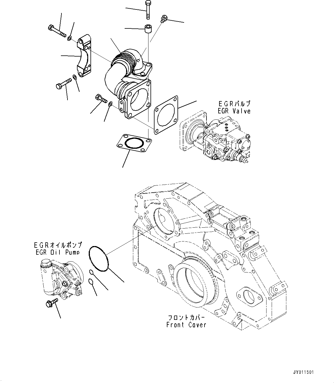 Engines Komatsu / SAA6D125E-5J S/N 566329-UP (For HM250-2)(0000209c) / Exhaust Gas Re-circulation (EGR) Valve, EGR By-Pass Valve Piping (#566329-)(A007003 : A1550-001003)