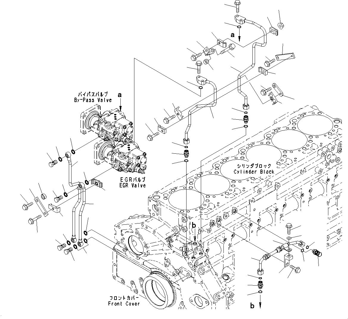 Engines Komatsu / SAA6D125E-5J S/N 566329-UP (For HM250-2)(0000209c) / Exhaust Gas Re-circulation (EGR) Valve, EGR Valve Lubricating Oil Piping (#566329-)(A007006 : A1550-001006)