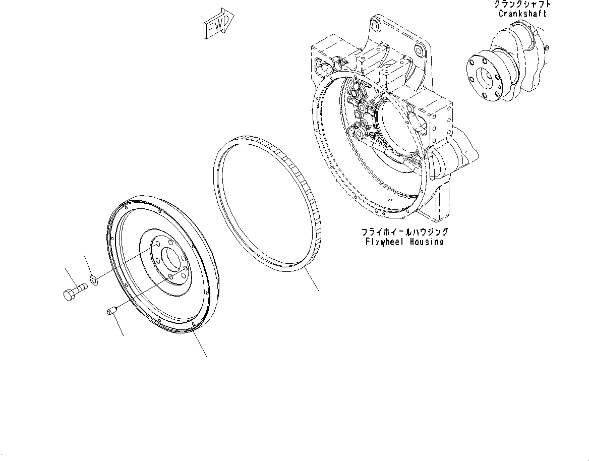 Engines Komatsu / SAA6D125E-5J S/N 566329-UP (For HM250-2)(0000209c) / Flywheel (#566329-)(B006001 : A2230-001001)