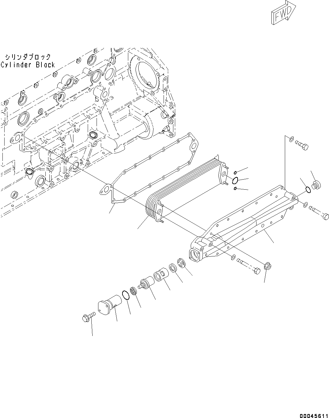 Engines Komatsu / SAA6D125E-5J S/N 566329-UP (For HM250-2)(0000209c) / Engine Oil Cooler (#566329-)(C003001 : A3310-001001)