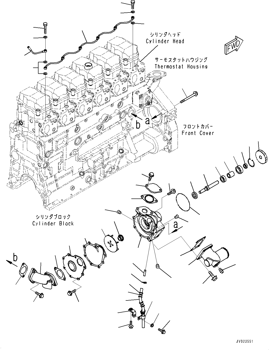 Engines Komatsu / SAA6D125E-5J S/N 566329-UP (For HM250-2)(0000209c) / Water Pump Mounting and Air Vent,  (#567017-)(E004002 : A5010-001001A)
