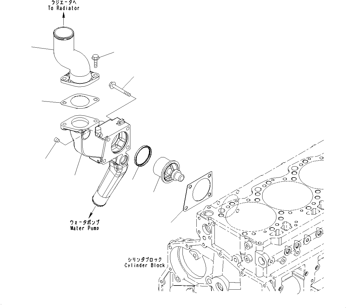 Engines Komatsu / SAA6D125E-5J S/N 566329-UP (For HM250-2)(0000209c) / Thermostat Housing (#566329-)(E005001 : A1730-001001)