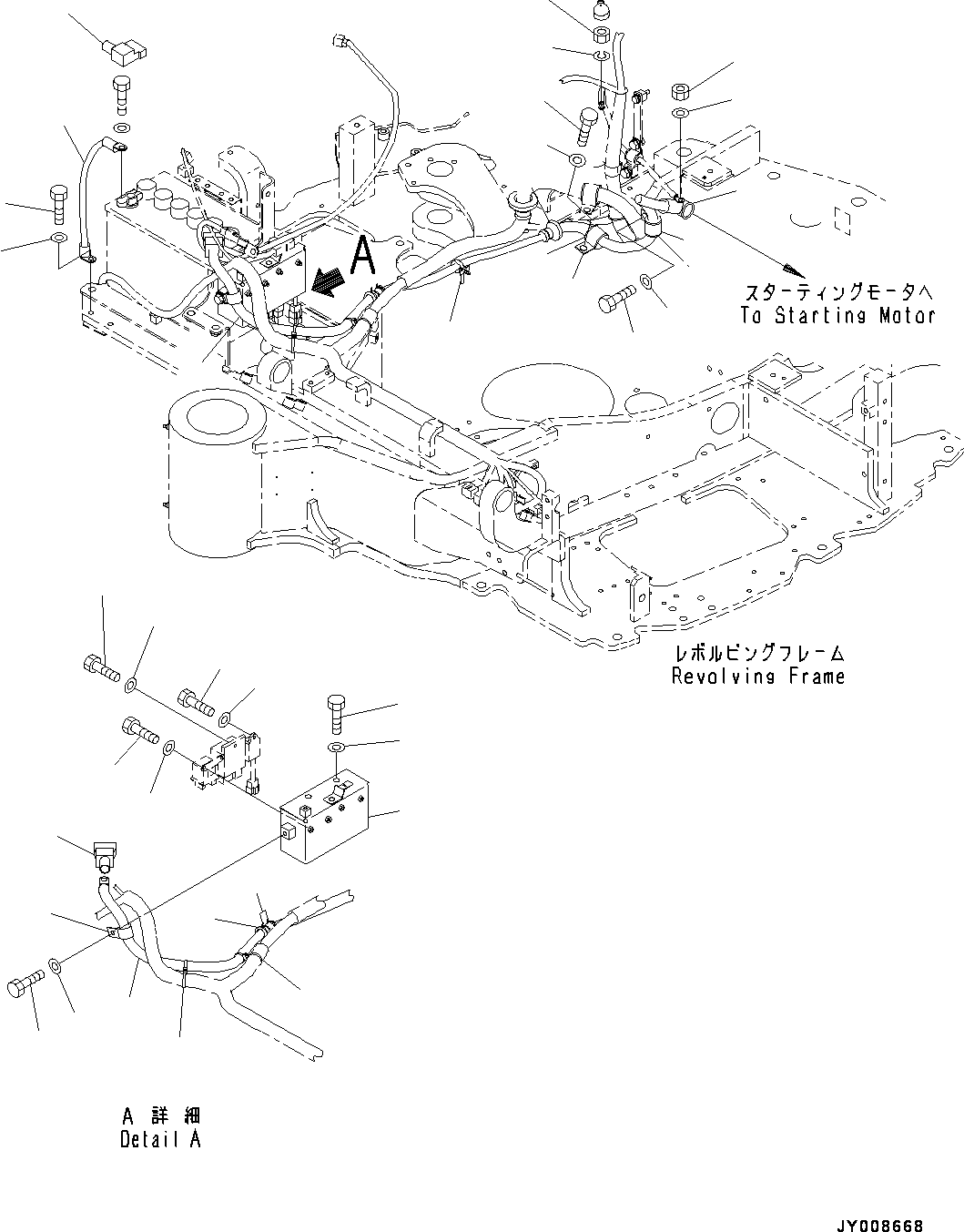 Excavators Komatsu / PC55MR-3 S/N 15001-UP (EU Spec.)(0000222c) / Electric Wiring Harness, Battery Cable and Relay Box (#15001-15321)(E006003 : E0200-002003)