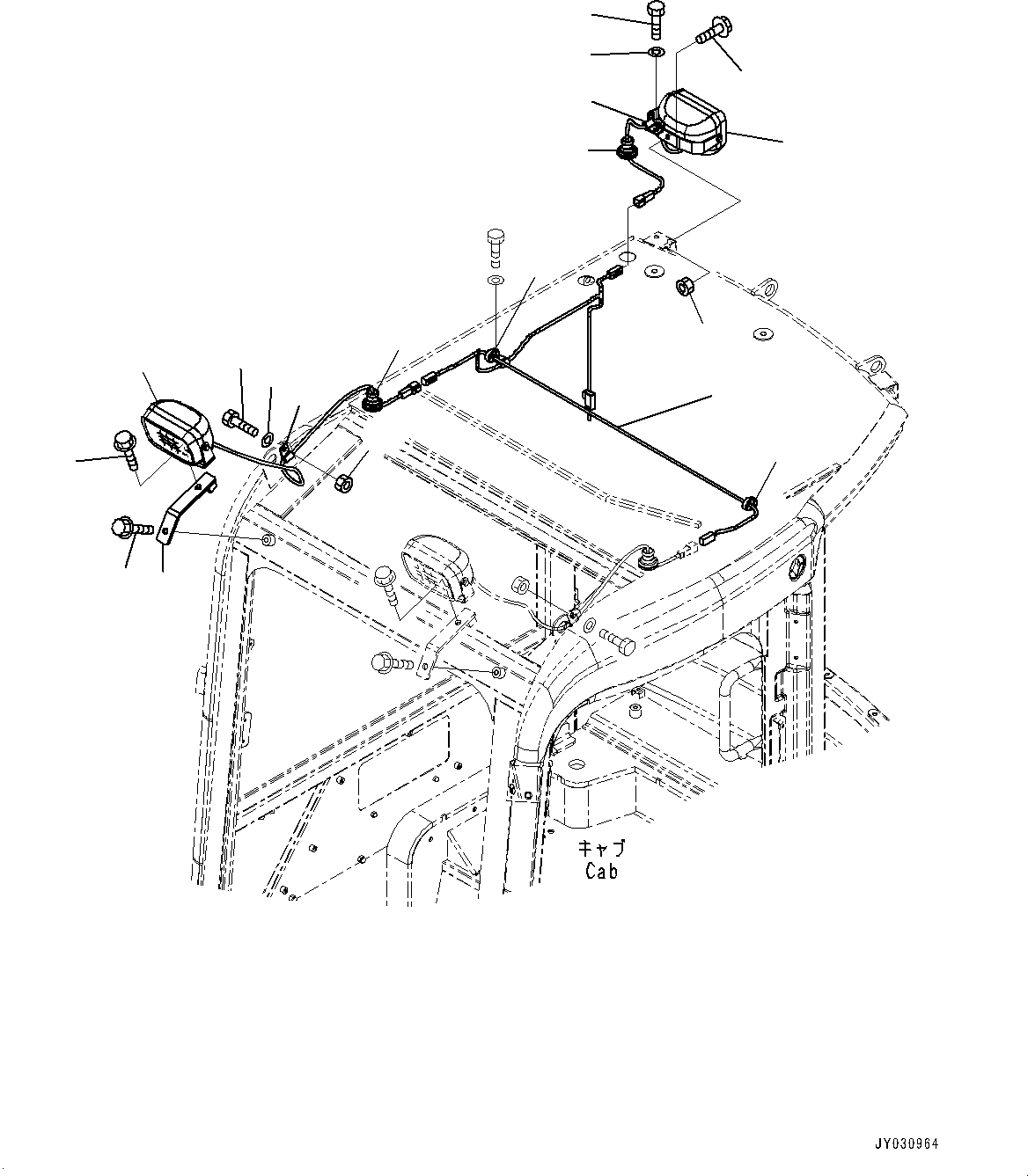 Excavators Komatsu / PC55MR-3 S/N 15001-UP (EU Spec.)(0000222c) / Additional Working Lamp (#18501-)(E021001 : E0310-007001)