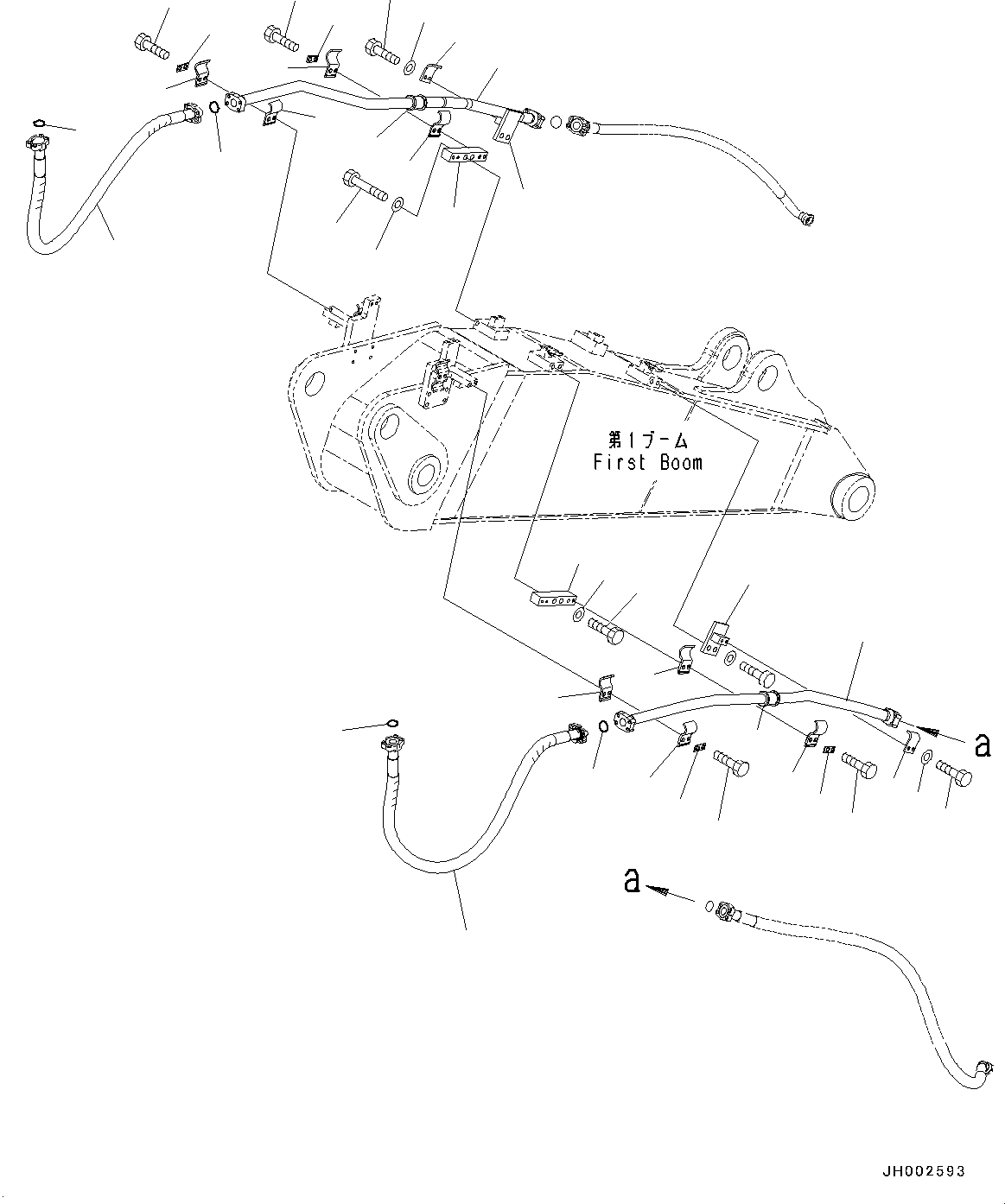 Excavators Komatsu / PC190LC-8 S/N K50001-UP(0000235U) / Boom, 2-Piece Boom, 1-Attachment Line, 1St Boom(T007001 : T1110-012001)