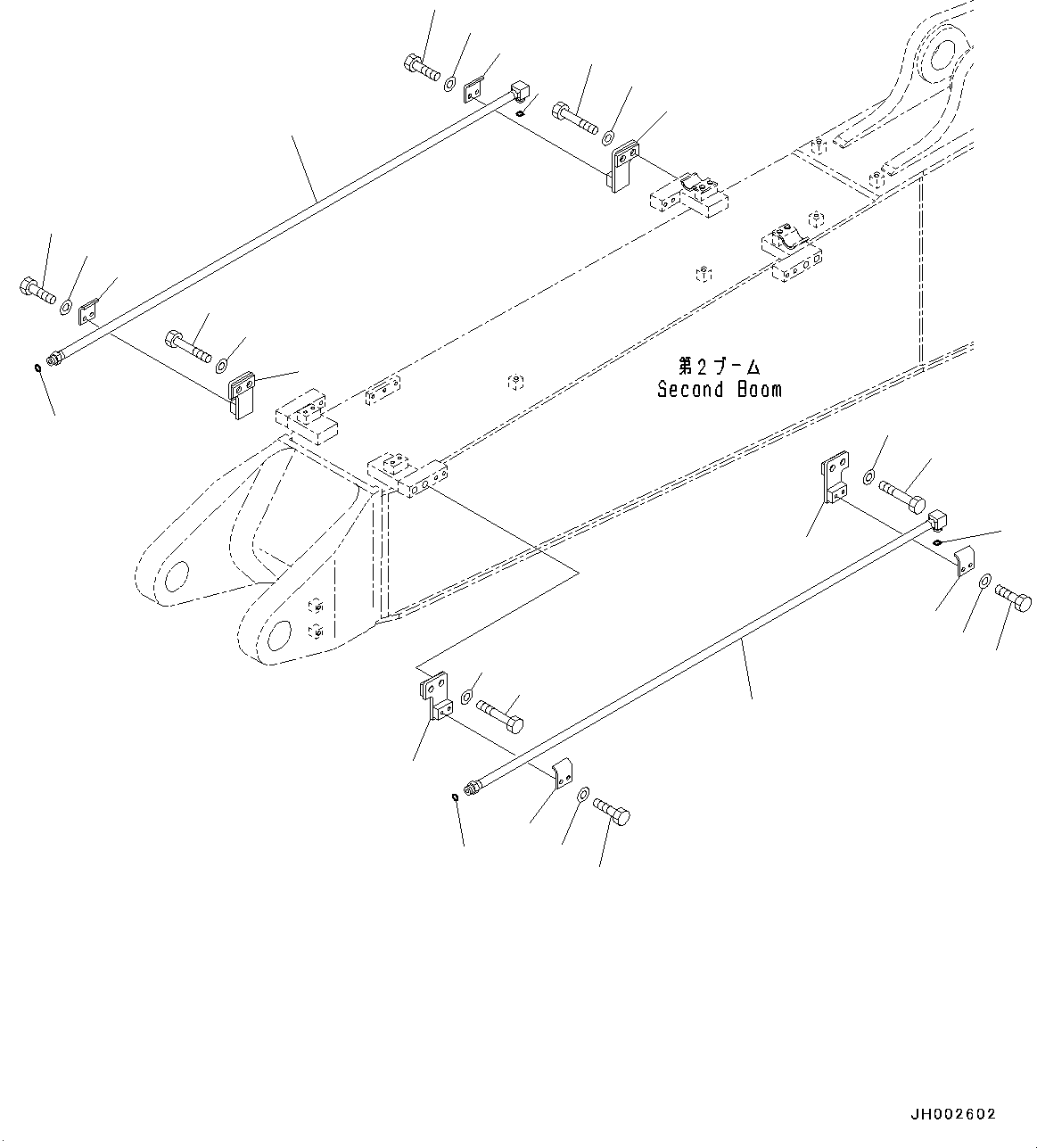 Excavators Komatsu / PC190LC-8 S/N K50001-UP(0000235U) / Boom, 2-Piece Boom, 2-Attachment Line, 2Nd Boom(T006001 : T1110-016001)
