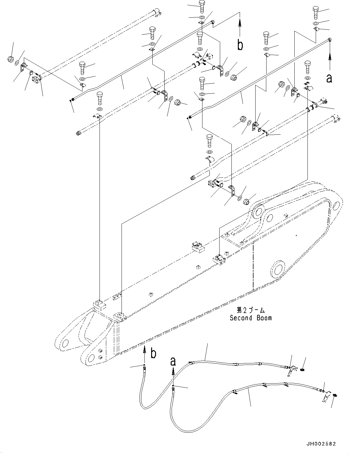 Excavators Komatsu / PC190LC-8 S/N K50001-UP(0000235U) / Boom, 2-Piece Boom, Boom Piping (2/2)(T009002 : T1110-014002)