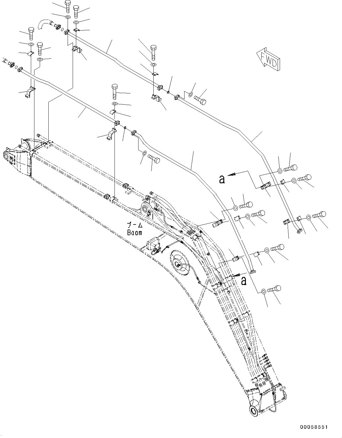 Excavators Komatsu / PC190LC-8 S/N K50001-UP(0000235U) / Boom, 2-Actuator, Additional Piping (1/2)(T015001 : T1110-006001)