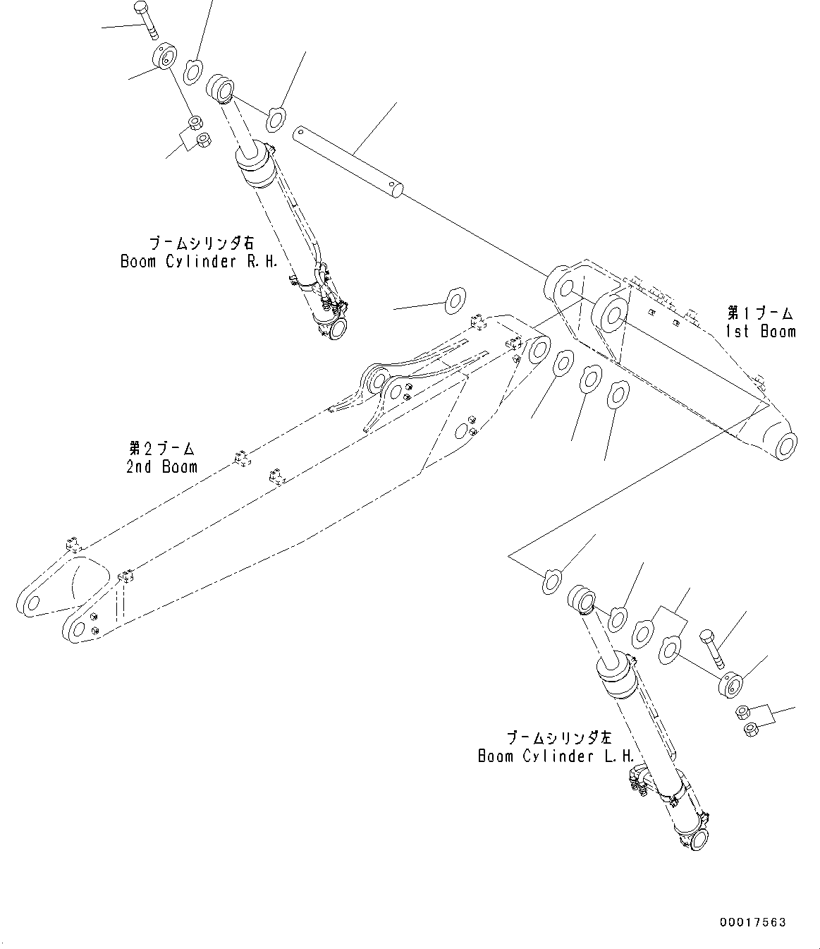 Excavators Komatsu / PC190LC-8 S/N K50001-UP(0000235U) / Boom Cylinder Head Pin, 2-Piece Boom(T019001 : T1125-001001)