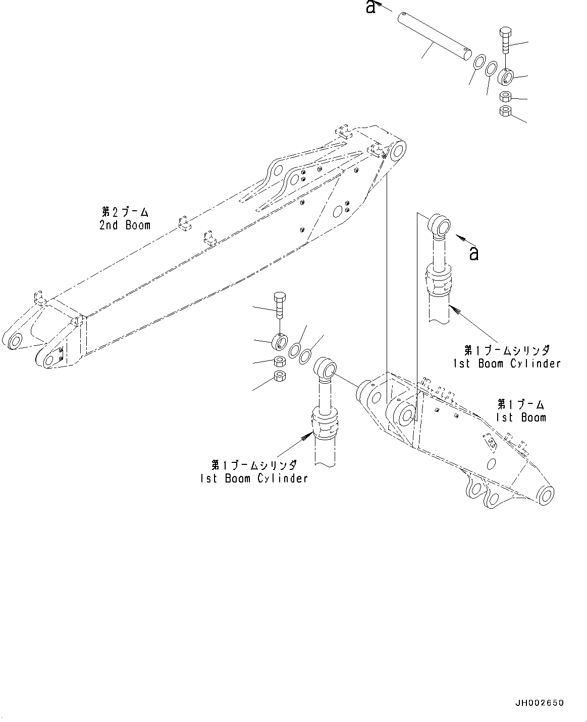 Excavators Komatsu / PC190LC-8 S/N K50001-UP(0000235U) / Boom Cylinder Head Pin, 2-Piece Boom(T020001 : T1125-002001)