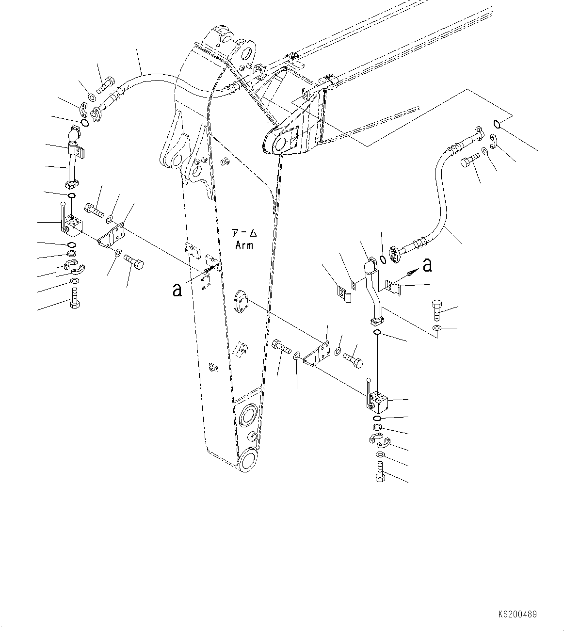 Excavators Komatsu / PC190LC-8 S/N K50001-UP(0000235U) / Arm, 2.25m, 1-Actuator, 2-Actuator, Additional Piping (1/3)(T028001 : T1200-007001)