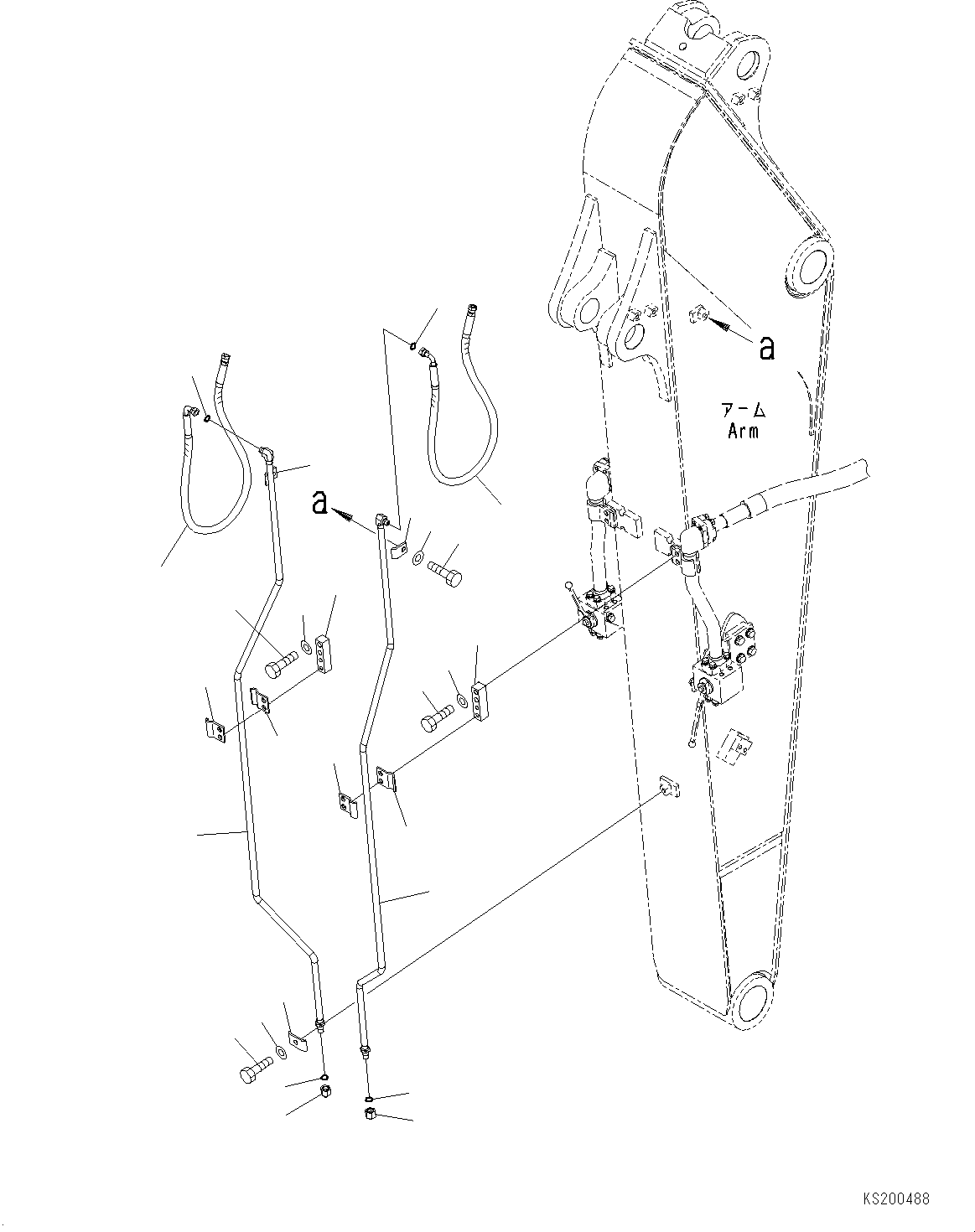 Excavators Komatsu / PC190LC-8 S/N K50001-UP(0000235U) / Arm, 2.25m, Quick Coupler Line, 2-Attachment(T030001 : T1200-004051)