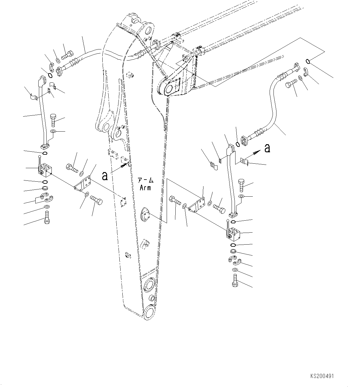 Excavators Komatsu / PC190LC-8 S/N K50001-UP(0000235U) / Arm, 2.9m, 1-Actuator, 2-Actuator, Additional Piping (1/3)(T041001 : T1200-006001)