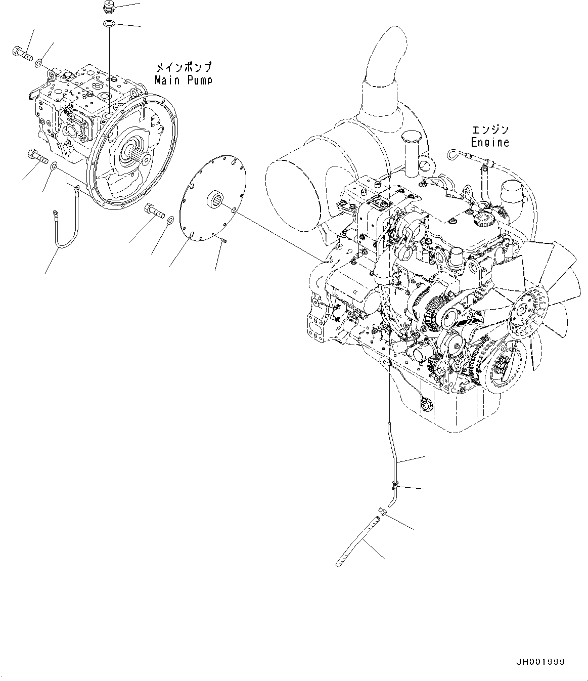 Komatsu parts book diagram for PC190NLC-8 S/N K50001-UP: ENGINE RELATED PARTS, DAMPER AND TUBE