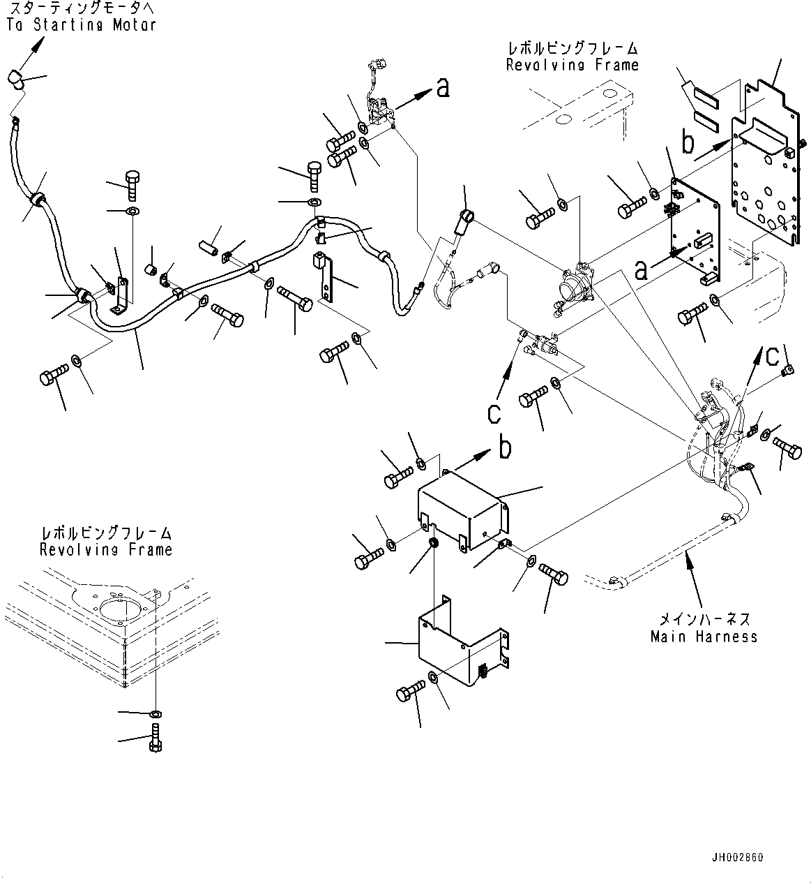 Komatsu parts book diagram for PC190NLC-8 S/N K50001-UP: ELECTRIC WIRING, FOR EU, STARTING HARNESS