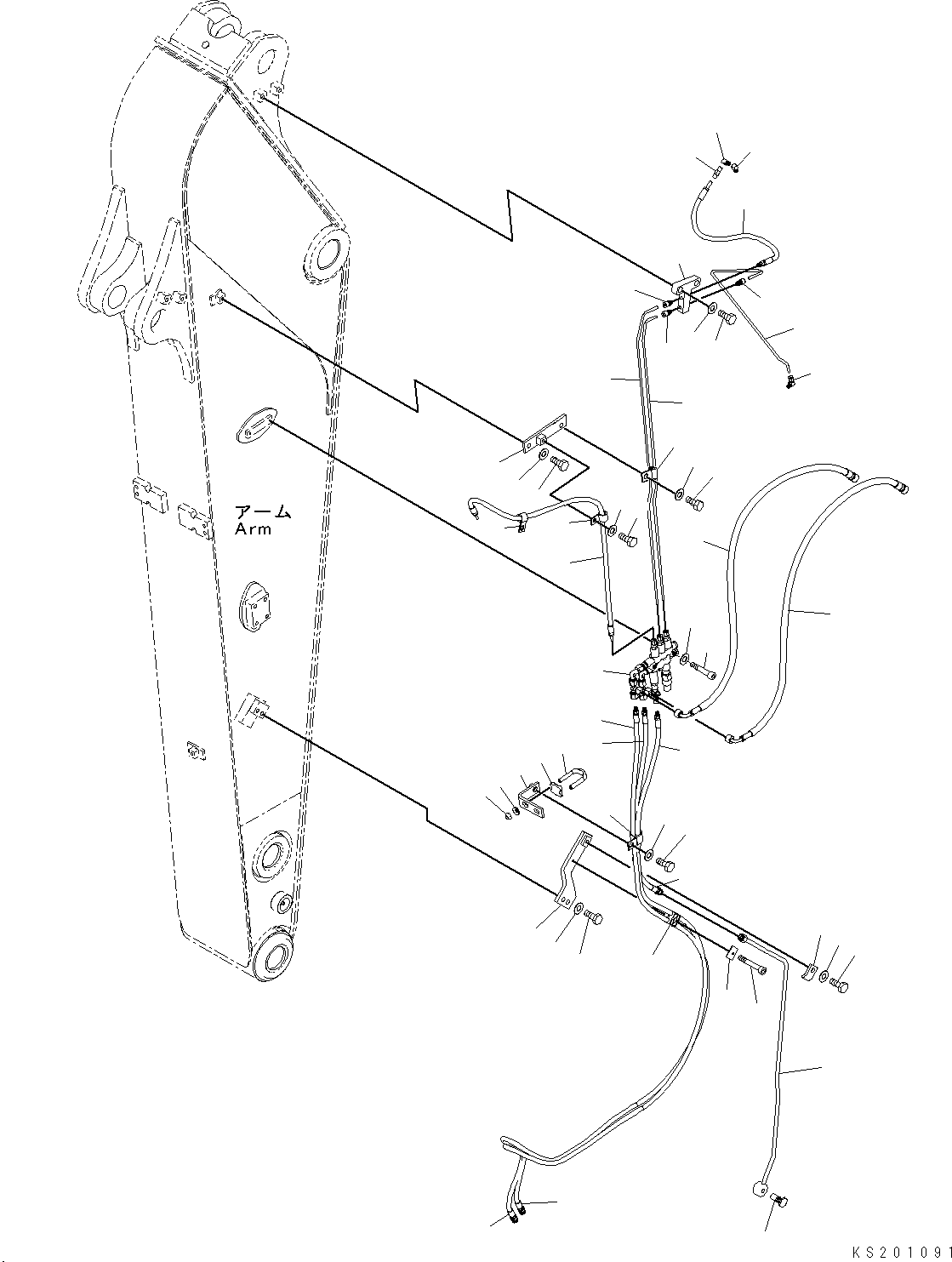 Komatsu parts book diagram for PC190NLC-8 S/N K50001-UP: ARM, AUTO GREASE PARTS, 2.25M