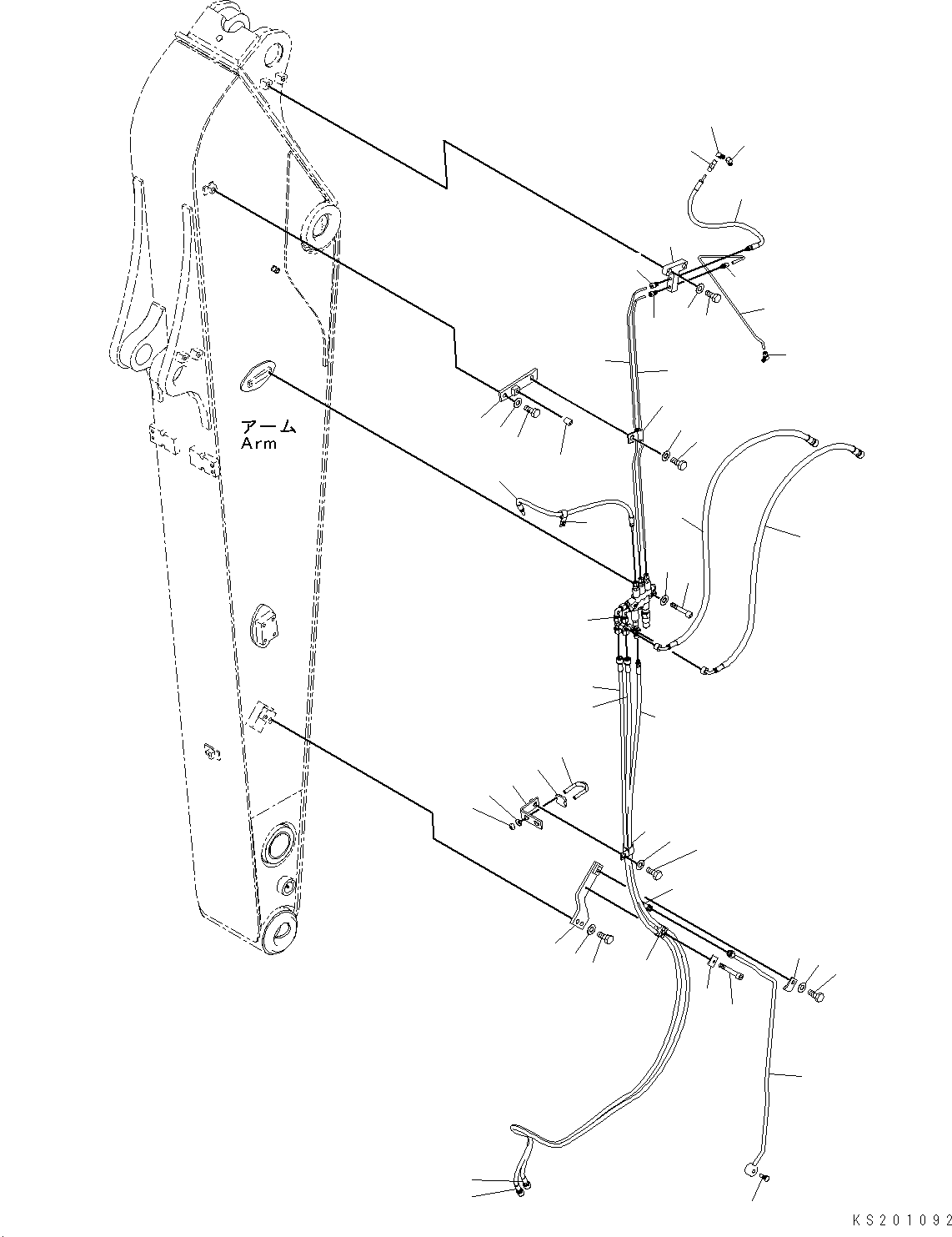 Komatsu parts book diagram for PC190NLC-8 S/N K50001-UP: ARM, AUTO GREASE PARTS, 2.6M