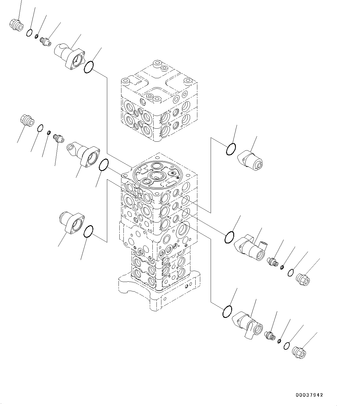 Komatsu parts book diagram for PC190NLC-8 S/N K50001-UP: MAIN CONTROL VALVE, 1-ACTUATOR, 2-PIECE BOOM, INNER PARTS (3/31)